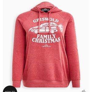 NATIONAL LAMPOON'S VACATION PULLOVER HOODIE - COZY FLEECE  CHRISTMAS RED Size 4